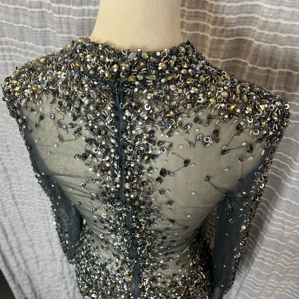 Elegant Gunmetal Evening Gown - Picture 10 of 15